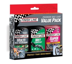 Zestaw Premium Bike  Finish Line 3x120ml odtłusczacz, olej Cross Country, środek do mycia