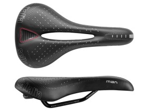 Siodło SELLE ITALIA MAN GEL FLOW L (id match - L2) Manganese tube 7, skóra, 285g czarne