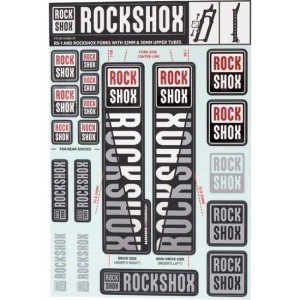 Zestaw naklejek do amortyzatorów Rock Shox SID/Reba/Revelation(Pre-2018)/Sektor/Recon/XC32/30G/30S/XC30 białe 11.4318.003.497
