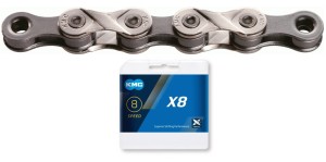 Łańcuch KMC X8 Silver/Grey 114 ogniw