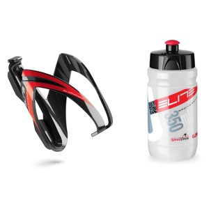 Koszyk na bidon Elite Kite Ceo + Bidon 350ml Czerwona Grafika