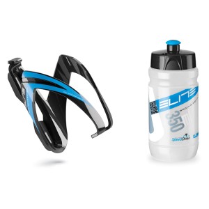Koszyk na bidon Elite Kite Ceo + Bidon 350ml Niebieska Grafika 