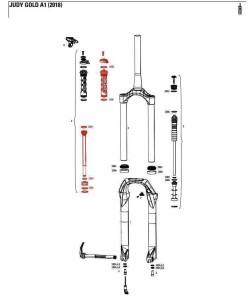 ROCK SHOX Internals Right RL (Thread Pitch 1.0mm) Crown - JudyGold A1 (2018+) 11.4018.009.094
