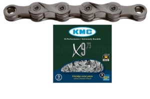 Łańcuch KMC X9 - + spinka 9 biegowy