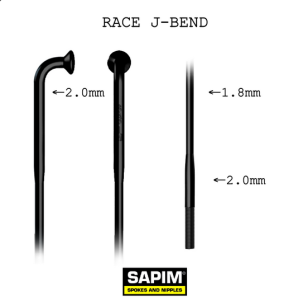 Szprychy Sapim Race J-Bend 2.0/1.8/2.0 k/ czarny