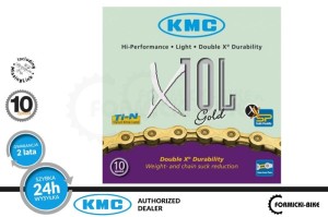 Łańcuch KMC X10L Ti-Nx 10rz złoty - 112 ogniw